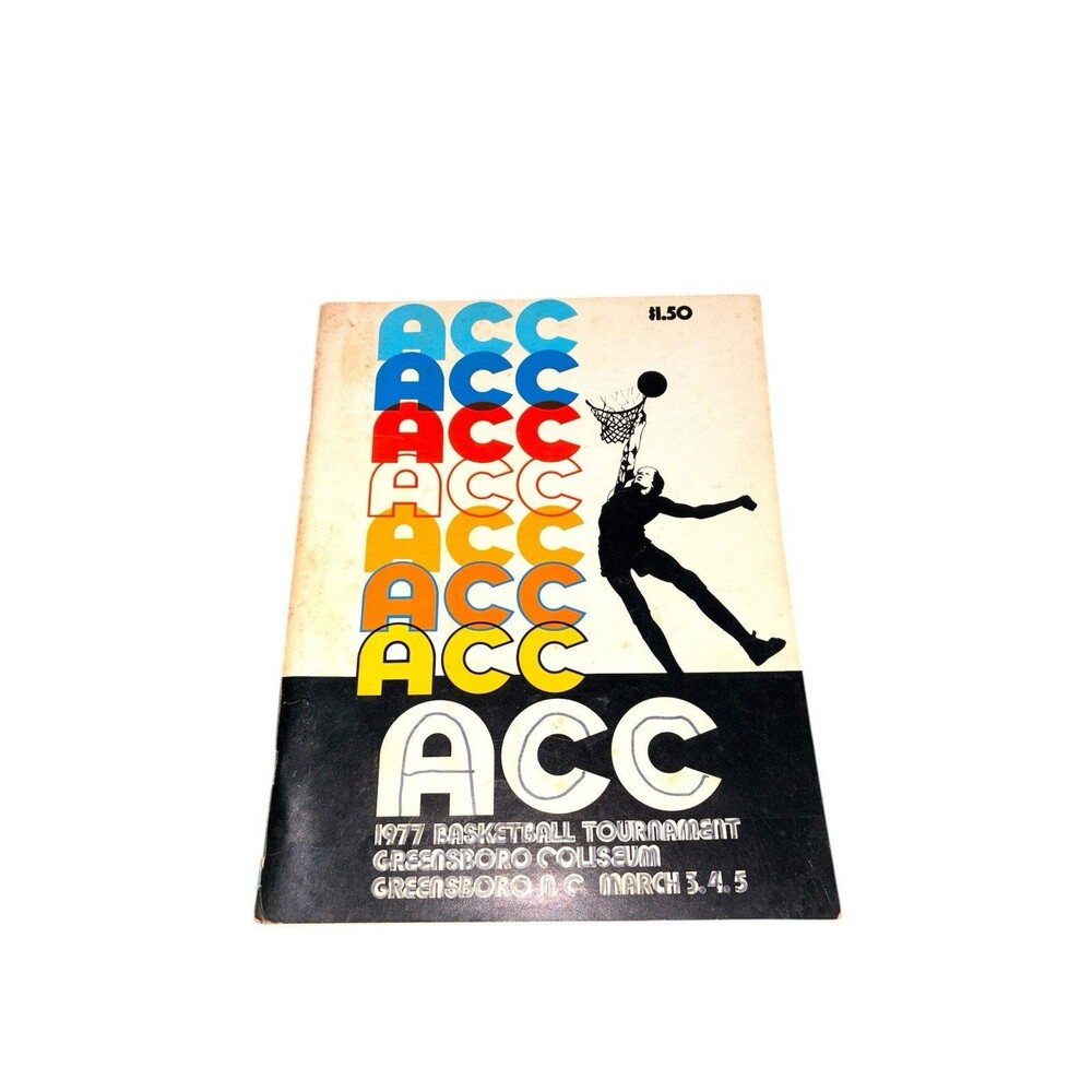 1977 ACC Basketball Tournament Program UNC Tar Heels Phil Ford Duke Greensboro